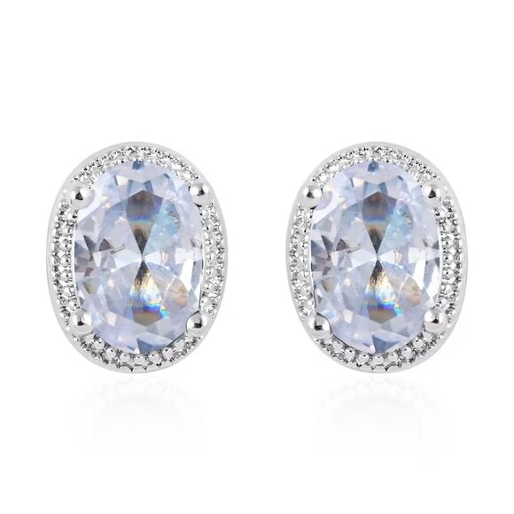 Women's Simulated Light Blue Topaz White Diamond Bracelet and Earrings - Picture 2 of 4